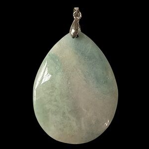 Large Vintage Jade Nephrite Jadeite Teardrop Double Bale Pendant